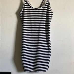 Black and white striped Mini Bodycon Dress